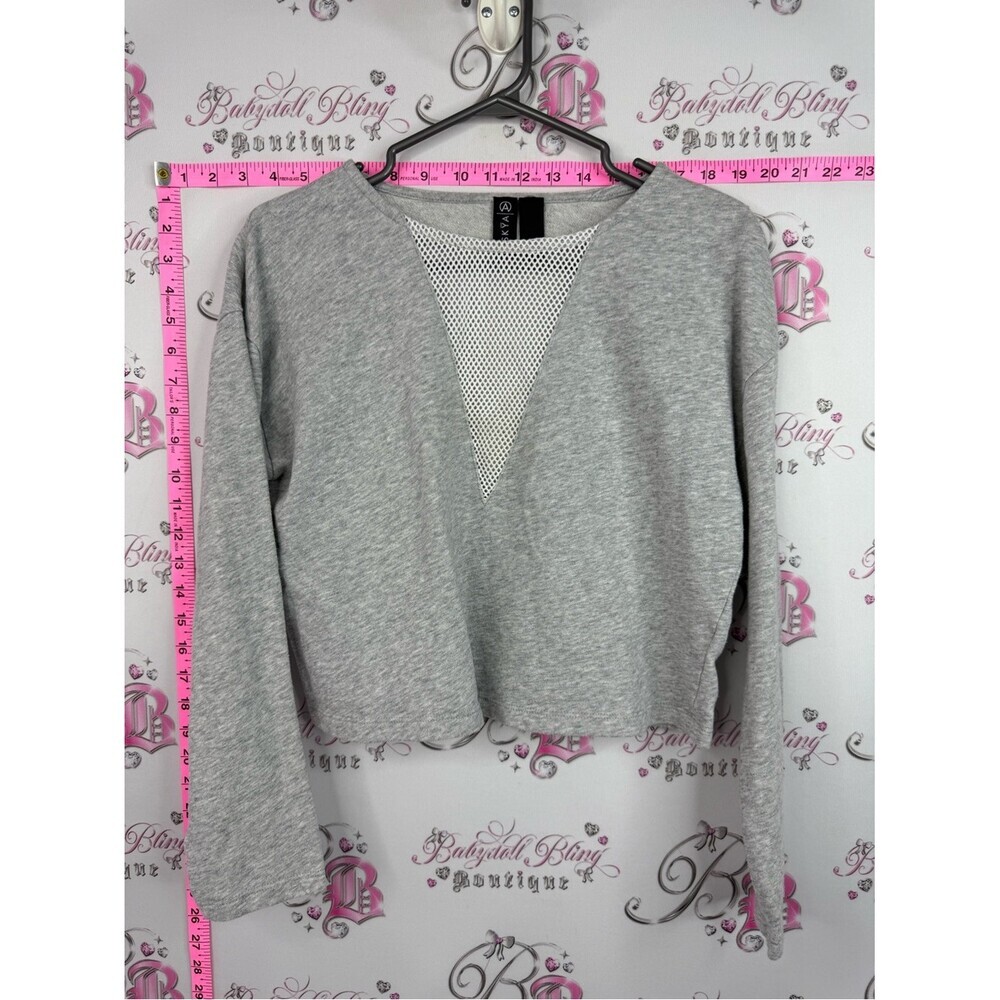 ASKYA hoodie sweater Mesh-Trim V-Neck Crop Top